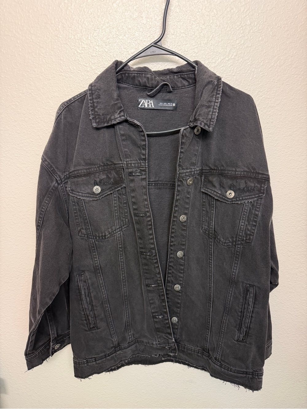 ZARA Washed Black Oversized Denim Jacket